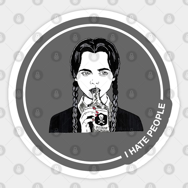 I Hate People | Wednesday Addams Sticker by jverdi28